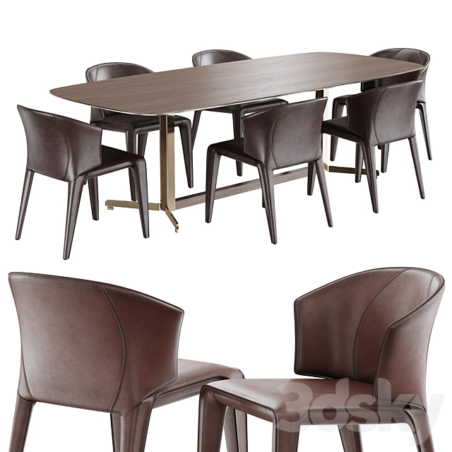 Dining set natuzzi atta chair C016 campus table T188 3DSMax File - thumbnail 1