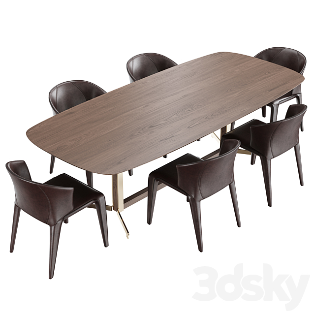 Dining set natuzzi atta chair C016 campus table T188 3DSMax File - thumbnail 3