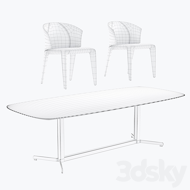 Dining set natuzzi atta chair C016 campus table T188 3DSMax File - thumbnail 5