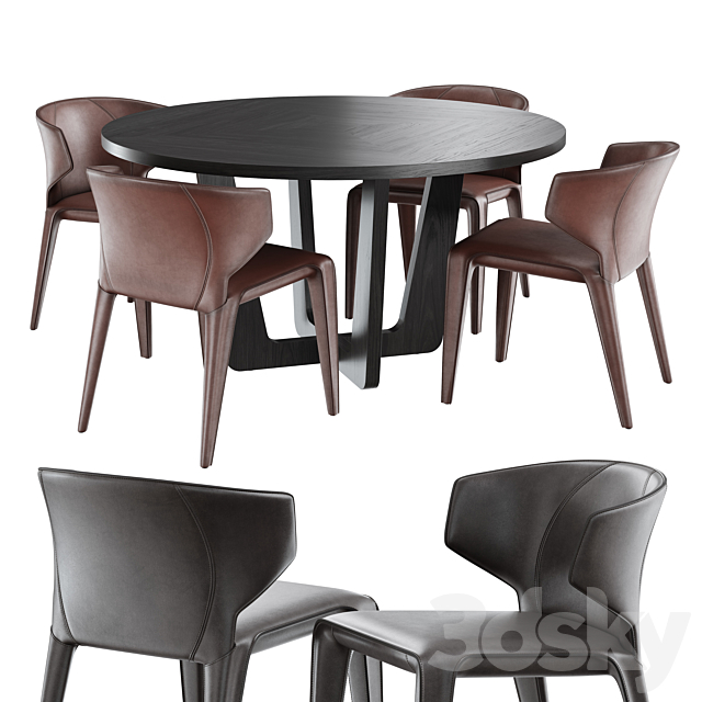 Dining set natuzzi clio chair circus table 3DSMax File - thumbnail 1