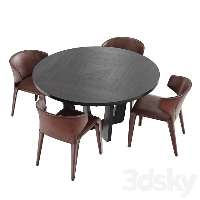 Dining set natuzzi clio chair circus table 3DSMax File - thumbnail 2