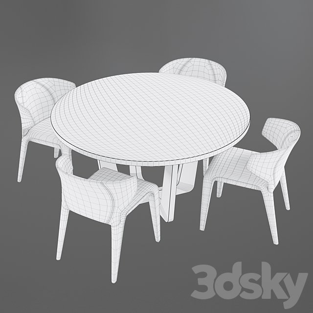 Dining set natuzzi clio chair circus table 3DSMax File - thumbnail 5