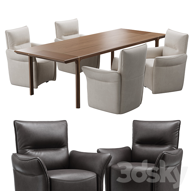 Dining set natuzzi mama chair CH10 kendo table E021 3DSMax File - thumbnail 1