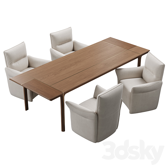 Dining set natuzzi mama chair CH10 kendo table E021 3DSMax File - thumbnail 2