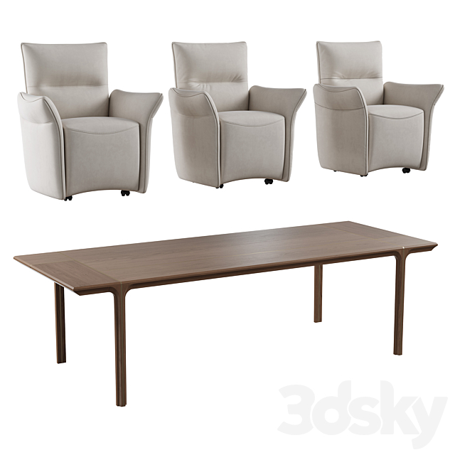 Dining set natuzzi mama chair CH10 kendo table E021 3DSMax File - thumbnail 4