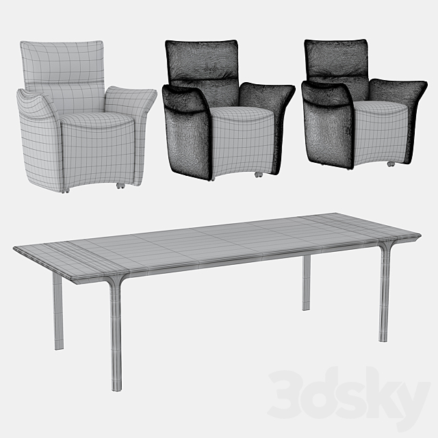 Dining set natuzzi mama chair CH10 kendo table E021 3DSMax File - thumbnail 5