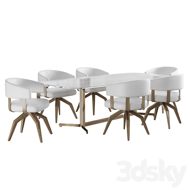 Dining set natuzzi valle chair CH19 campus table T188 3DSMax File - thumbnail 4