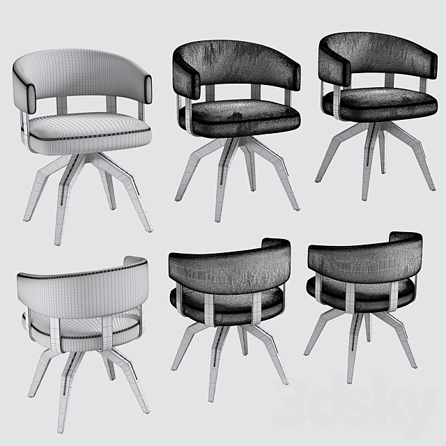 Dining set natuzzi valle chair CH19 campus table T188 3DSMax File - thumbnail 5