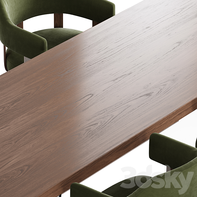 Dining set natuzzi valle chair CH19 phantom table E024 3DSMax File - thumbnail 3