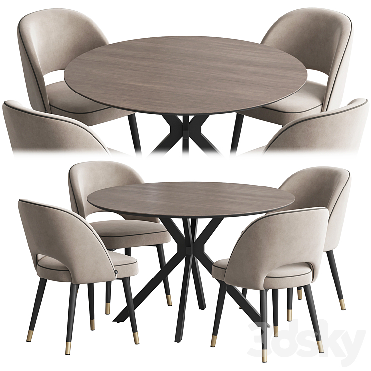 Dining set Ralf table Cliff chair 3DS Max - thumbnail 1