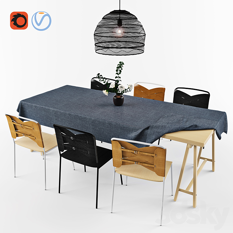 Dining Set – Torso Chair 3DS Max - thumbnail 1