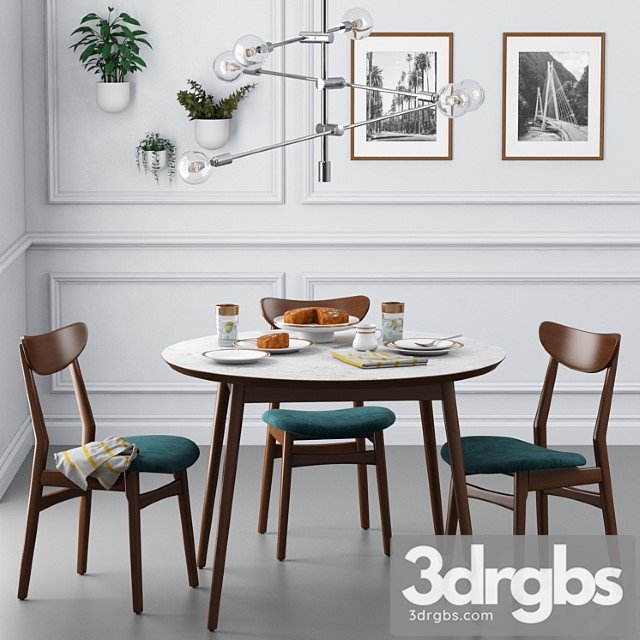 Dining set001 – west elm 2 3dsmax Download - thumbnail 1