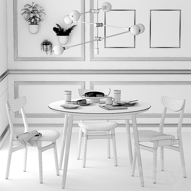 Dining set001 – West Elm 3DSMax File - thumbnail 3