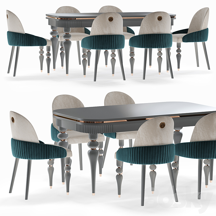 Dining Table 3DS Max Model - thumbnail 3