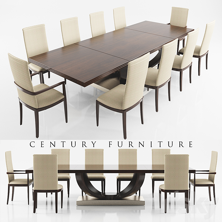 DINING TABLE 6 IN DARK WOOD 3DS Max - thumbnail 1