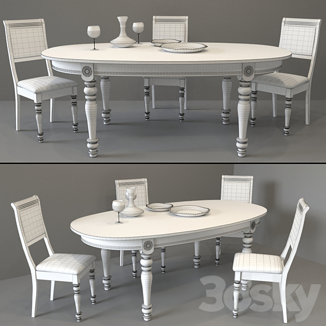 Dining table Amelie Lubimy House 3DS Max Model - thumbnail 3