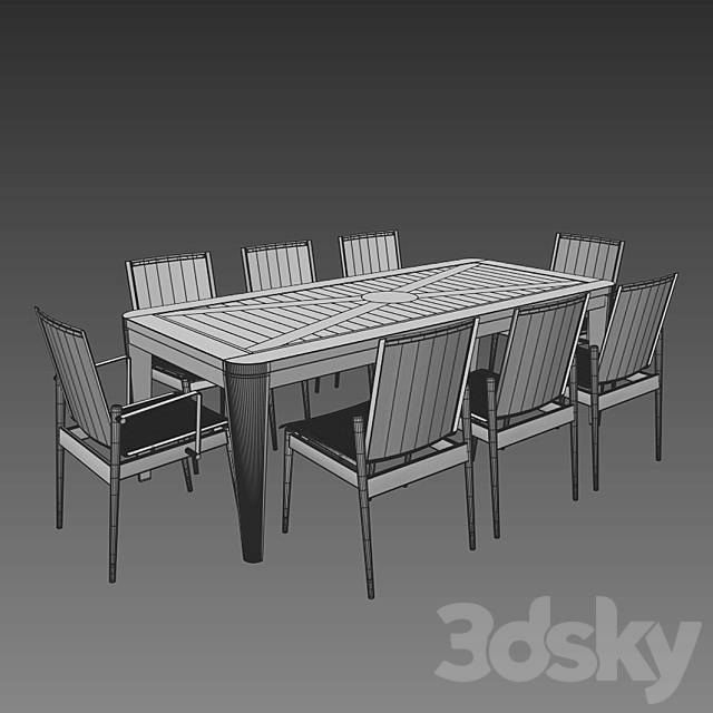 Dining table and armchair by atmosphera 3DSMax File - thumbnail 3