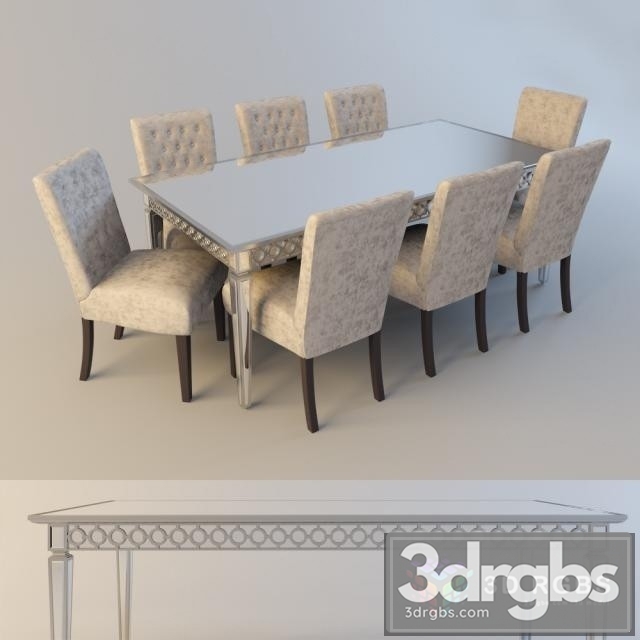 Dining Table and Chair 01 3dsmax Download - thumbnail 1