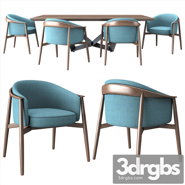 Dining table and chair  2 3dsmax Download - thumbnail 1