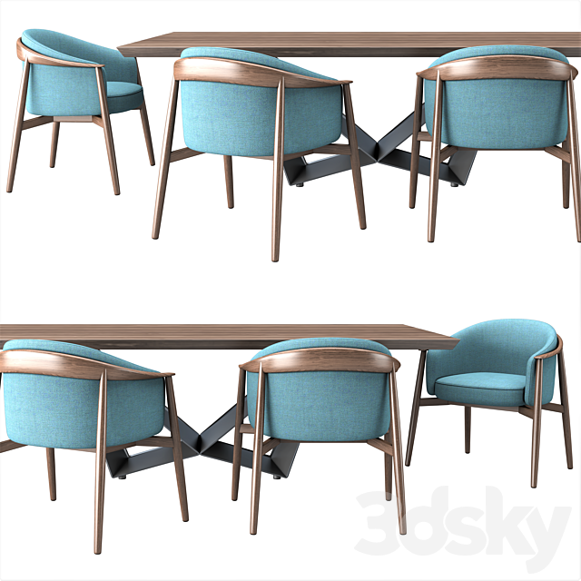 Dining table and chair # 8 3DSMax File - thumbnail 3