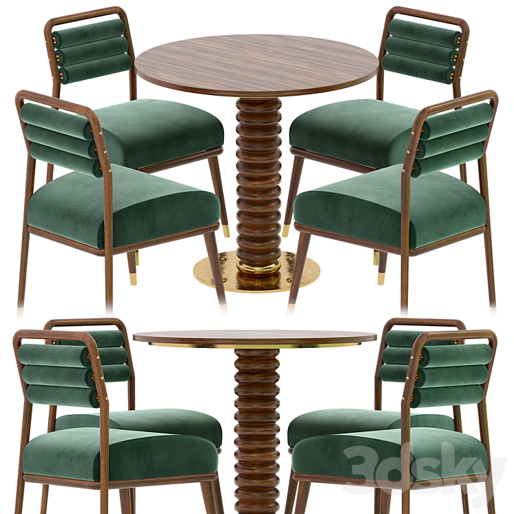 Dining table and chair by MEZZO 3DS Max Model - thumbnail 3