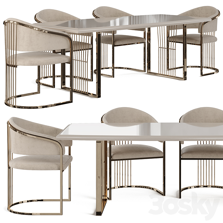 Dining table and chair Gabba Prag 3DS Max Model - thumbnail 1