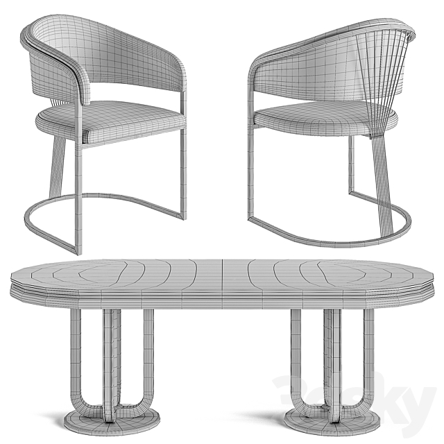 Dining table and chair Newland Jaguar 3DSMax File - thumbnail 6