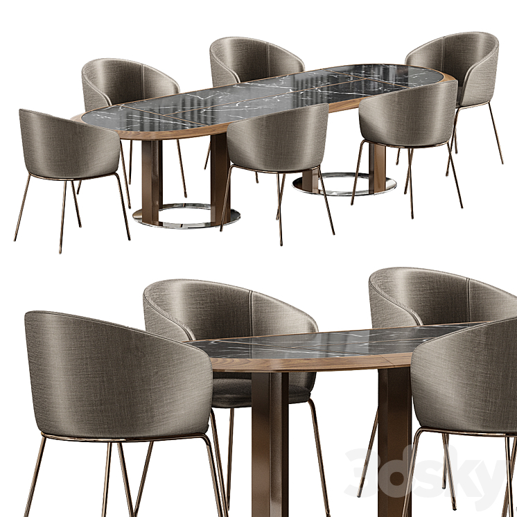 Dining table and chair Porada THAYL 3DS Max Model - thumbnail 1