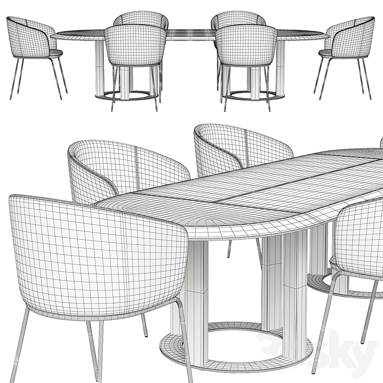 Dining table and chair Porada THAYL 3DS Max Model - thumbnail 2