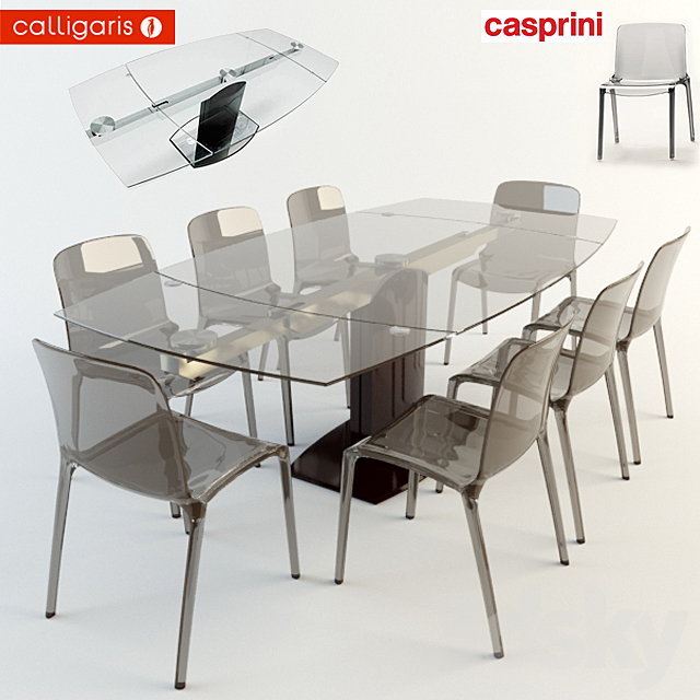 Dining table and chairs 3DSMax File - thumbnail 1