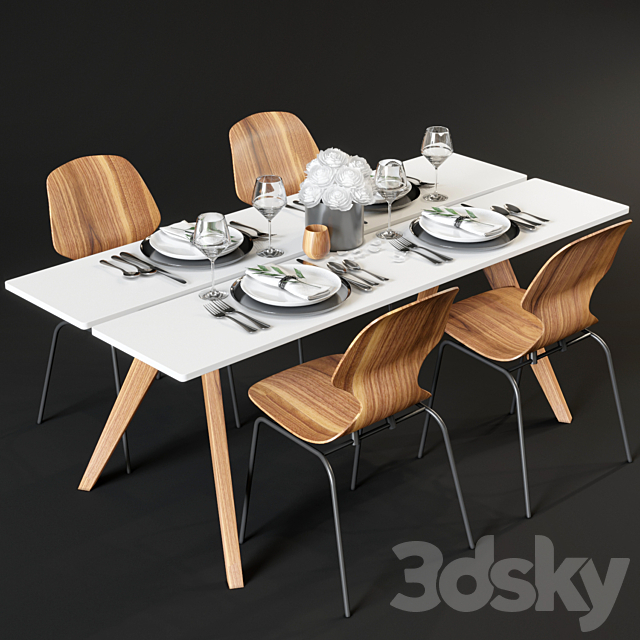 Dining table and chairs BoConcept Adelaide and Florence 3DSMax File - thumbnail 1