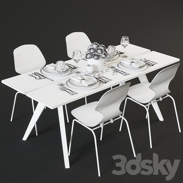 Dining table and chairs BoConcept Adelaide and Florence 3DSMax File - thumbnail 3