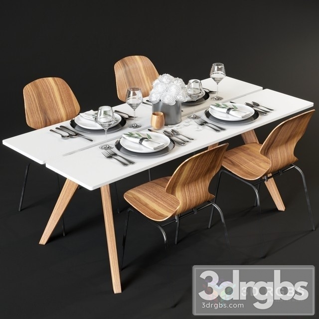 Dining Table and Chairs Boconcept Adelaide Florence 3dsmax Download - thumbnail 1