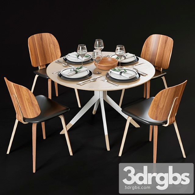 Dining table and chairs boconcept billund and aarhus 2 3dsmax Download - thumbnail 1