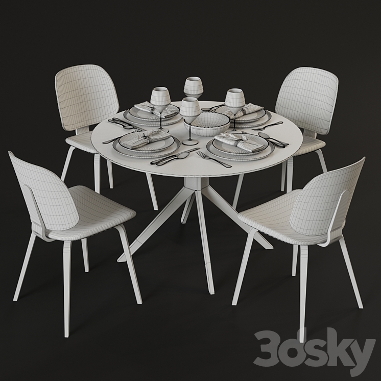 Dining table and chairs BoConcept Billund and Aarhus 3DS Max - thumbnail 2