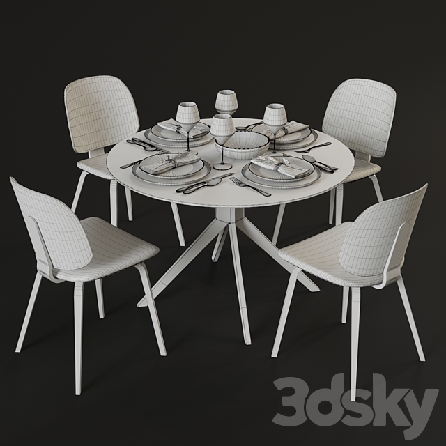 Dining table and chairs BoConcept Billund and Aarhus 3DSMax File - thumbnail 2