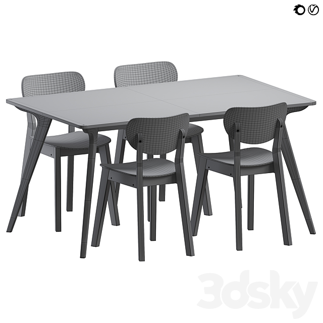 Dining table and chairs Family Flint 3ds Max - thumbnail 2