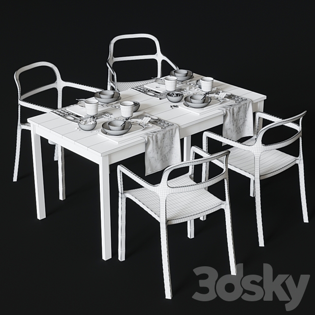 Dining table and chairs IKEA JOPPERLIG and INGU 3DSMax File - thumbnail 3