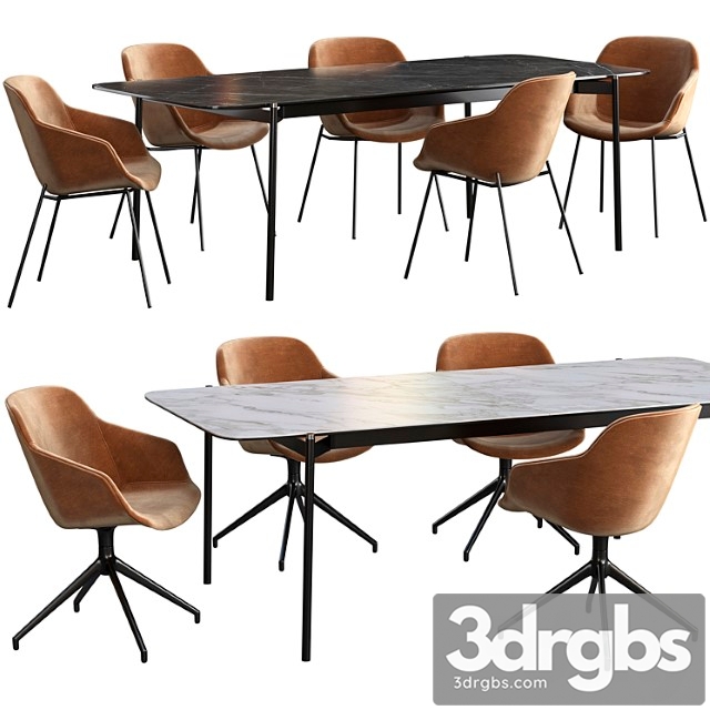 Dining table boconcept augusta + chair boconcept vienna 2 3dsmax Download - thumbnail 1