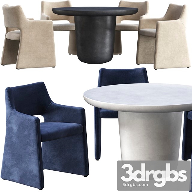 Dining table cb2 lola and chair cb2 foley faux mohair navy - thumbnail 1