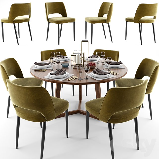 Dining Table Chair Set 3DSMax File - thumbnail 1