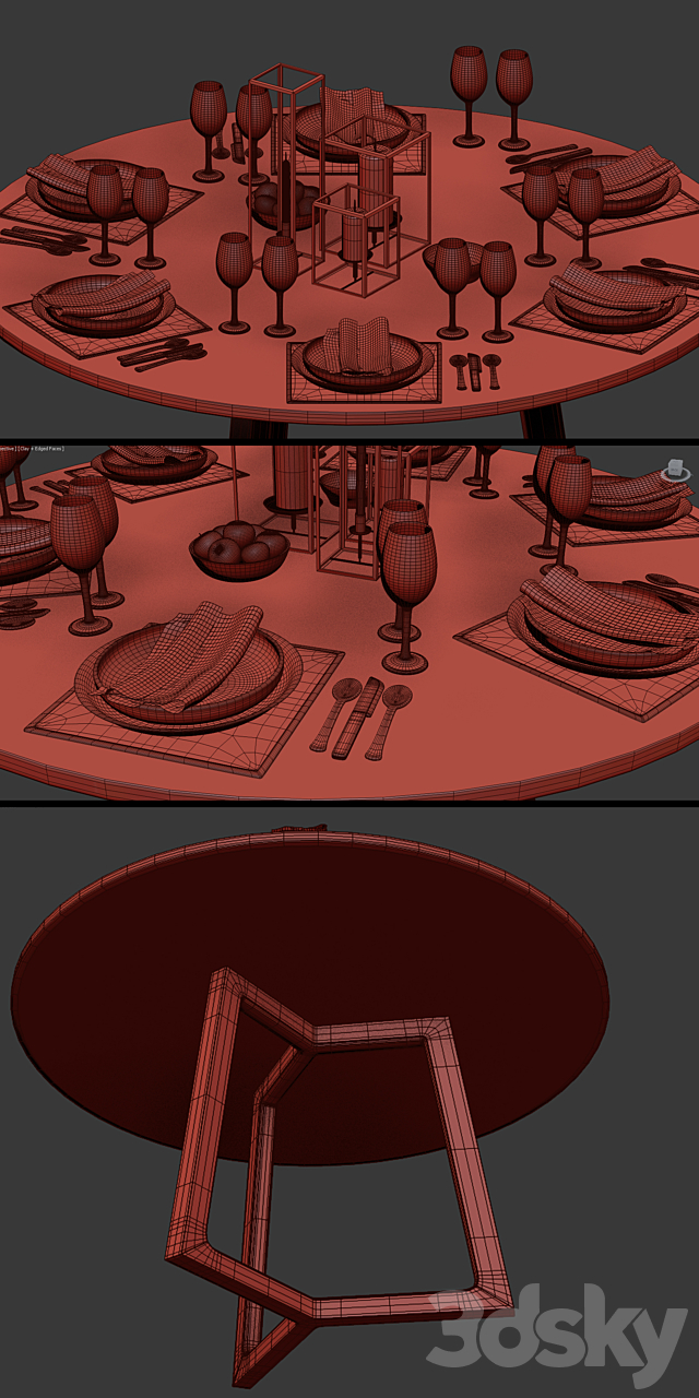 Dining Table Chair Set 3DSMax File - thumbnail 3