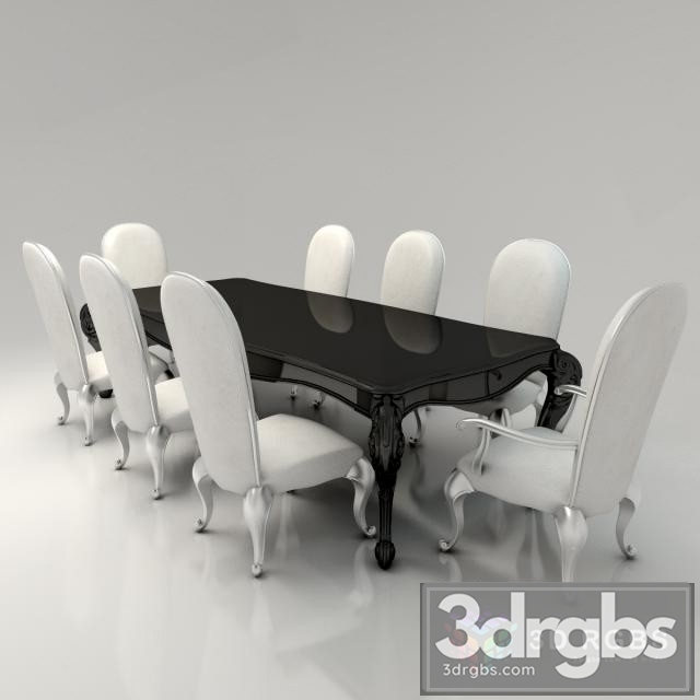 Dining Table Chears Belloni 01 3dsmax Download - thumbnail 1