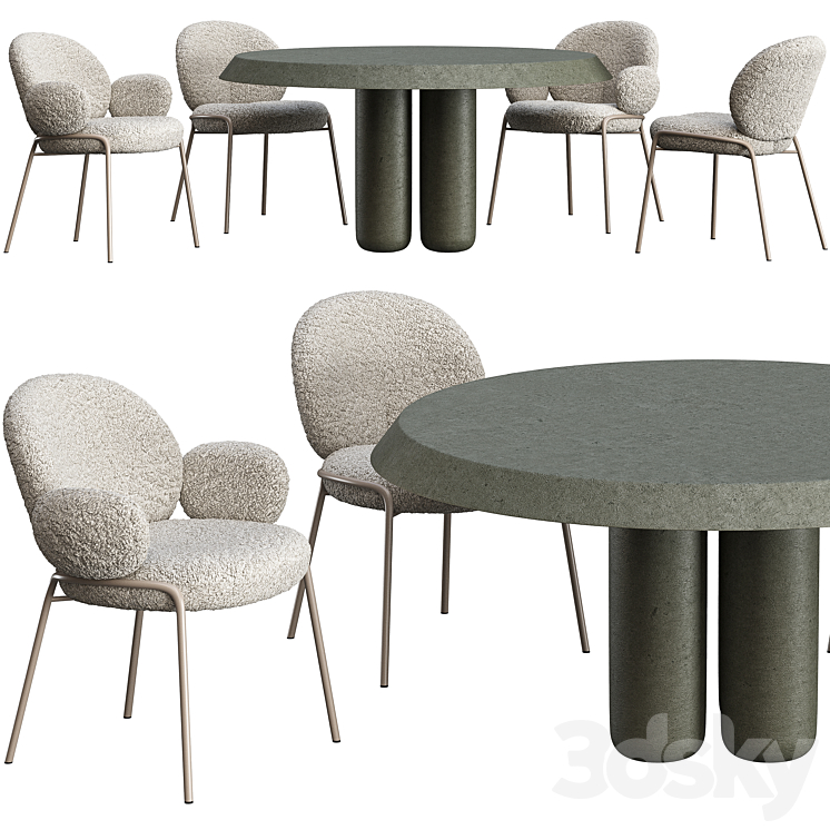 Dining table Cimento Giudecca and chair Freifrau Nana 3DS Max Model - thumbnail 1