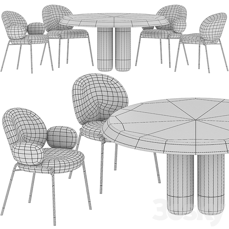 Dining table Cimento Giudecca and chair Freifrau Nana 3DS Max Model - thumbnail 2