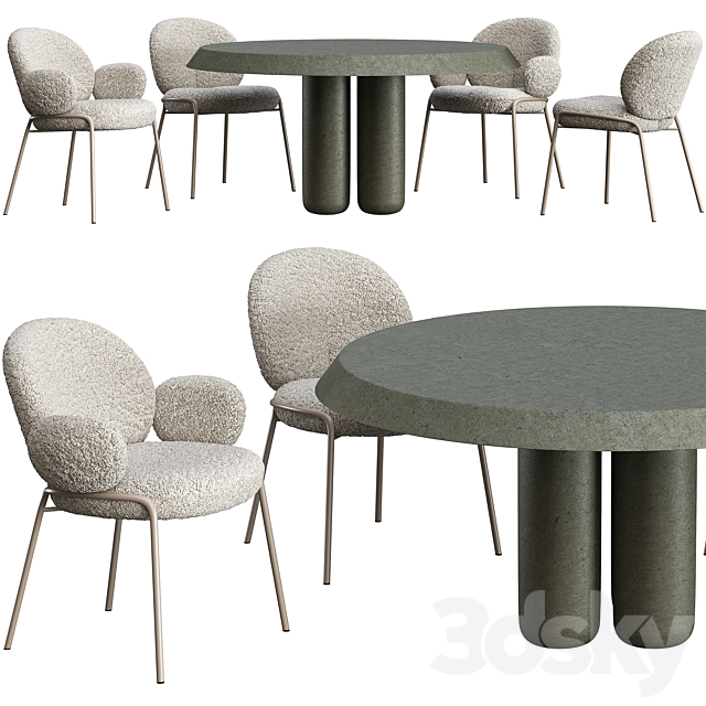 Dining table Cimento Giudecca and chair Freifrau Nana 3DSMax File - thumbnail 1