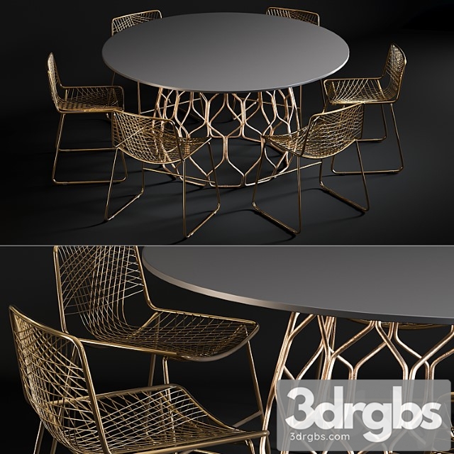 Dining table circuit & chair alpha brass 2 3dsmax Download - thumbnail 1