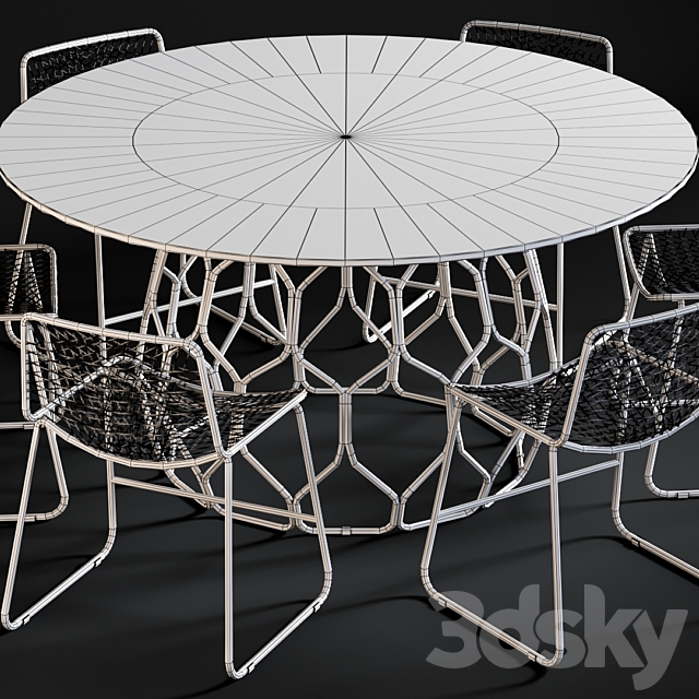 Dining Table Circuit & Chair Alpha Brass 3DSMax File - thumbnail 3