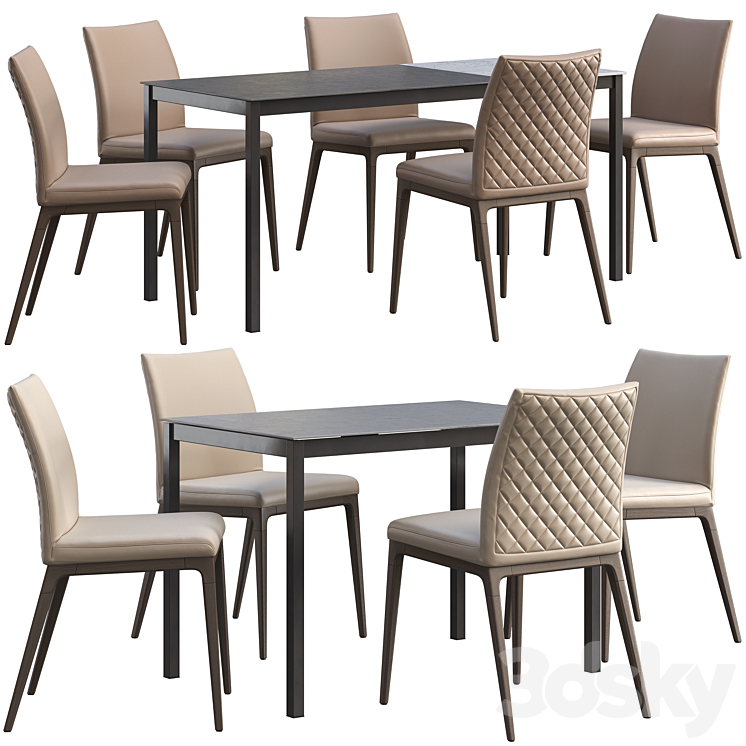 Dining table Connubia Snap + chair Romatti Soprano 3DS Max - thumbnail 1