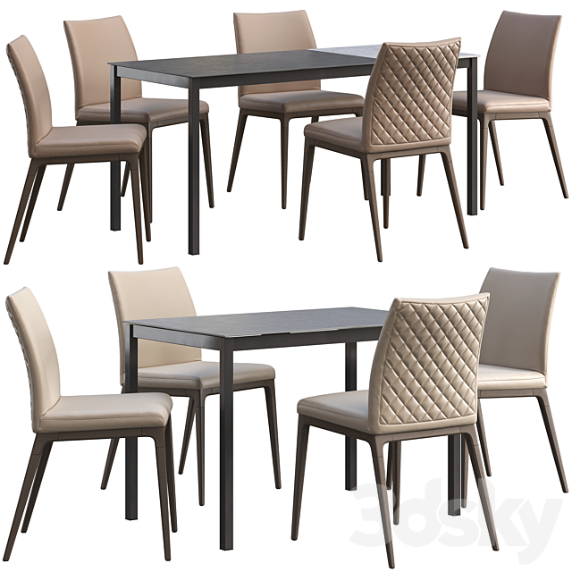 Dining table Connubia Snap + chair Romatti Soprano 3DSMax File - thumbnail 1